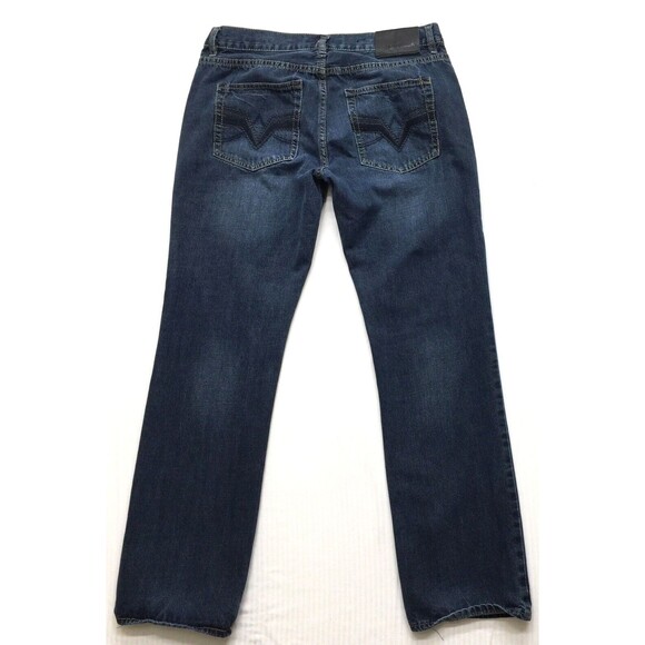 BUCKLE BLACK Jeans Men's 33 x 32 Low-Rise Slim Straight Rip Repair Denim Blue - Picture 2 of 16